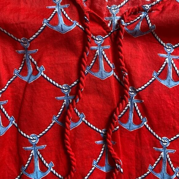 Mud Pie Dress Anchor Nautical Lightweight Thin Red White Blue Women’s Sz Medium - Picture 6 of 7